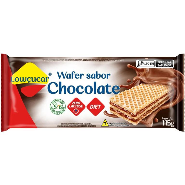 WAFER LOWCUCAR ZERO ACUCARES SABOR CHOCOLATE 115G (CX MASTER 16X115G)