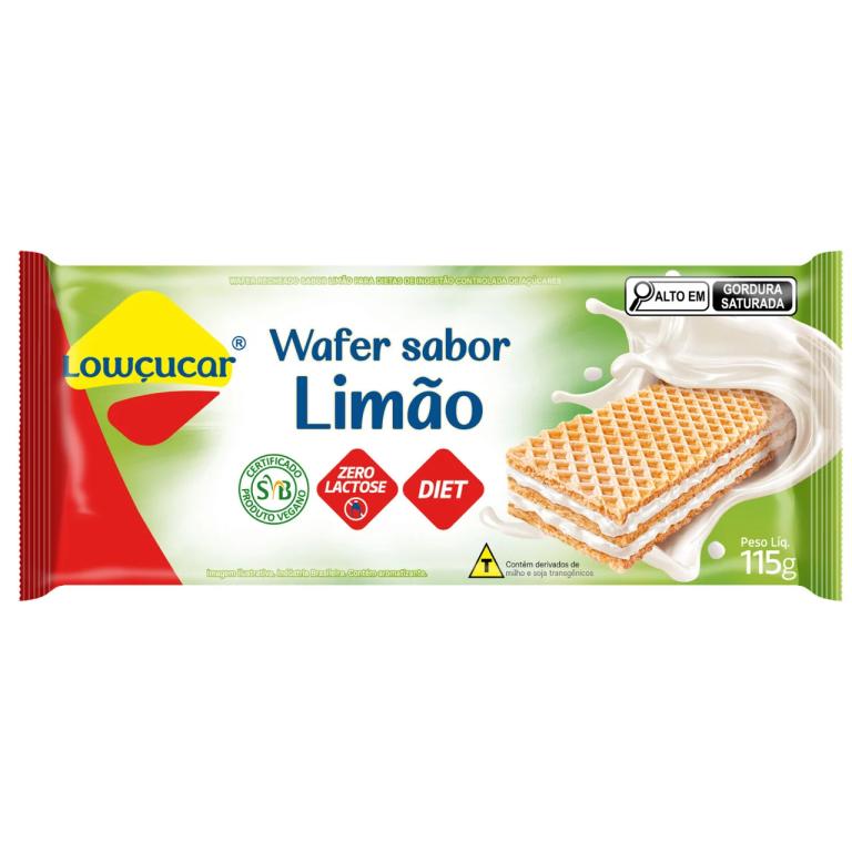 WAFER LOWCUCAR ZERO ACUCARES SABOR LIMAO 115G (CX MASTER 16X115G)