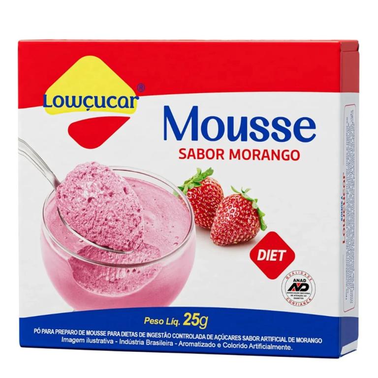 MOUSSE LOWCUCAR ZERO ACUCARES SABOR MORANGO 25G (CX MASTER 18X25G)