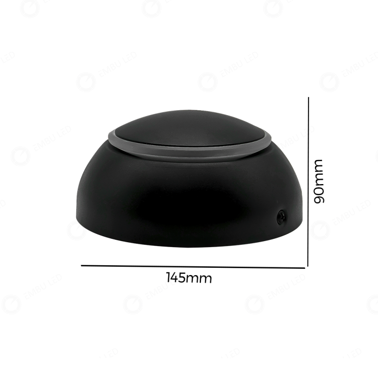 ARANDELA ALUMINIO 360° LUZ INDIRETA PRETA 3000K