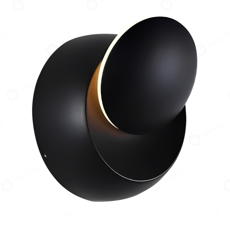 ARANDELA ALUMINIO 360° LUZ INDIRETA PRETA 3000K