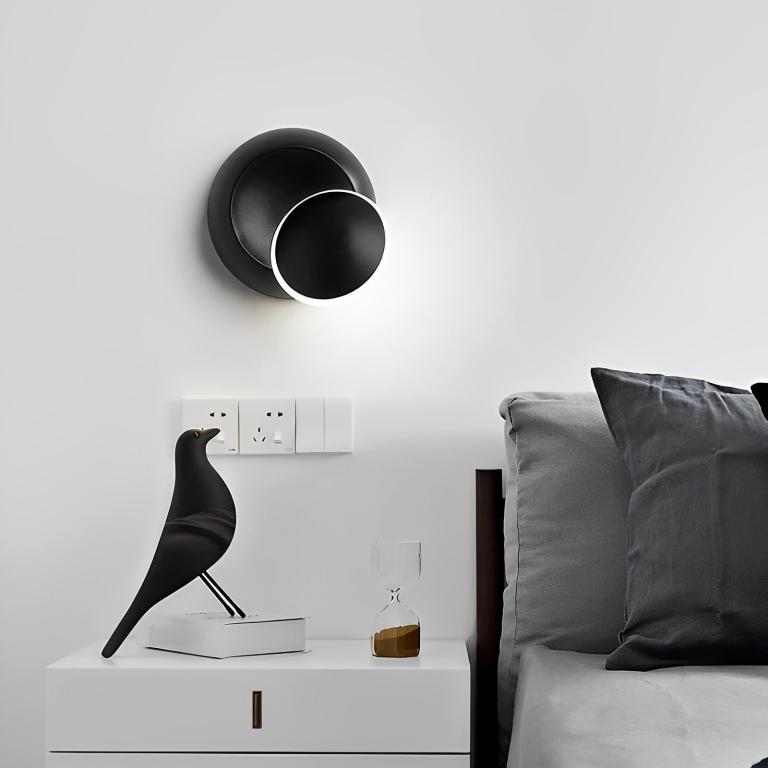 ARANDELA ALUMINIO 360° LUZ INDIRETA PRETA 3000K