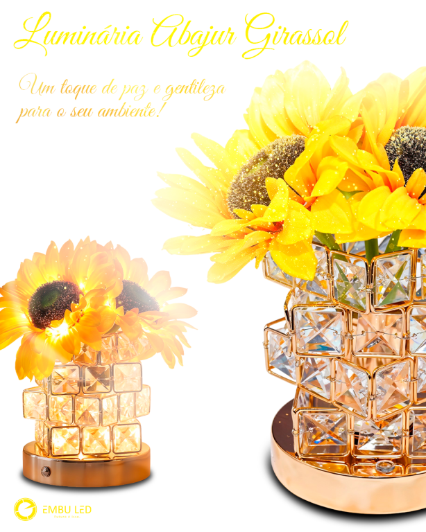 1- LUMINARIA ABAJUR DECORATIVA GIRASSOL 3W 3K/4K/6,5K