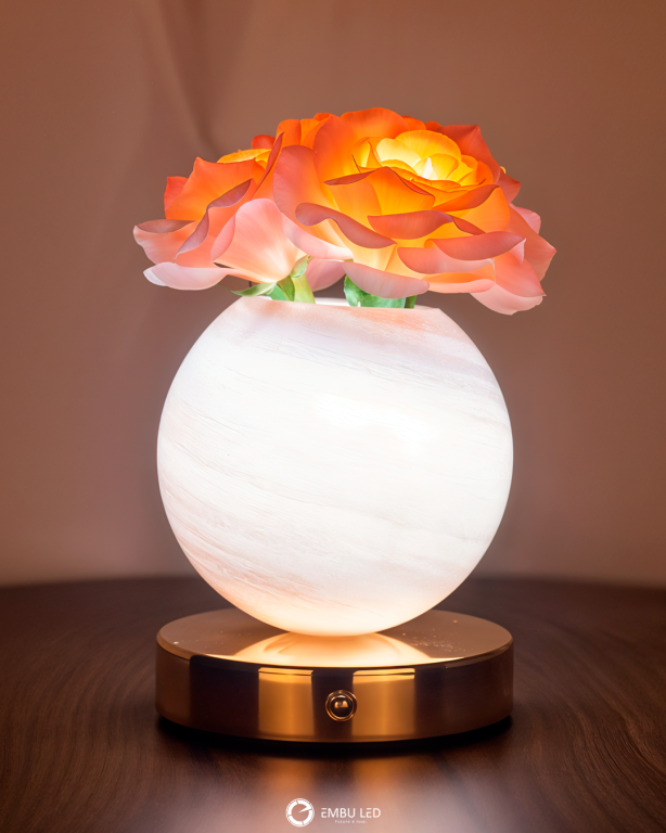 1- LUMINAŔIA ABAJUR DECORATIVA ESFERA ROSAS 3W 3K/4K/6,5K