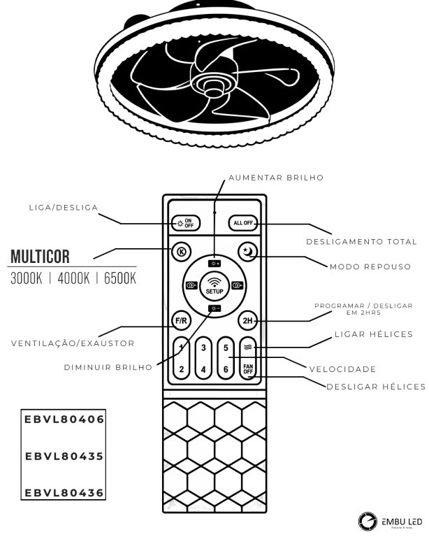 1-PLAFON LED MINIWIND 12''304,8MM 23W MADEIRA ESCURO
