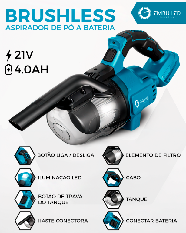 1- BRUSHLESS ASPIRADOR DE PÓ