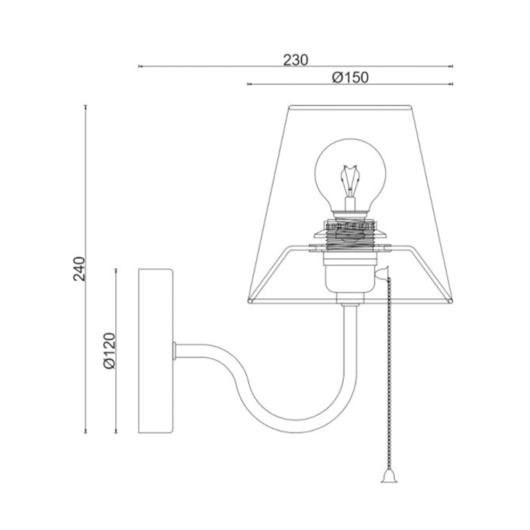 1-ARANDELA LED TEXTURA PARIS GOLD + PRETO / INTERRUPTOR DE CORDA