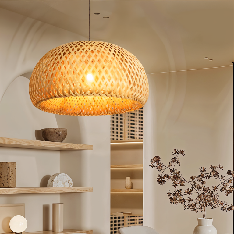 1-PENDENTE BAMBOO DOME E27 30X18CM