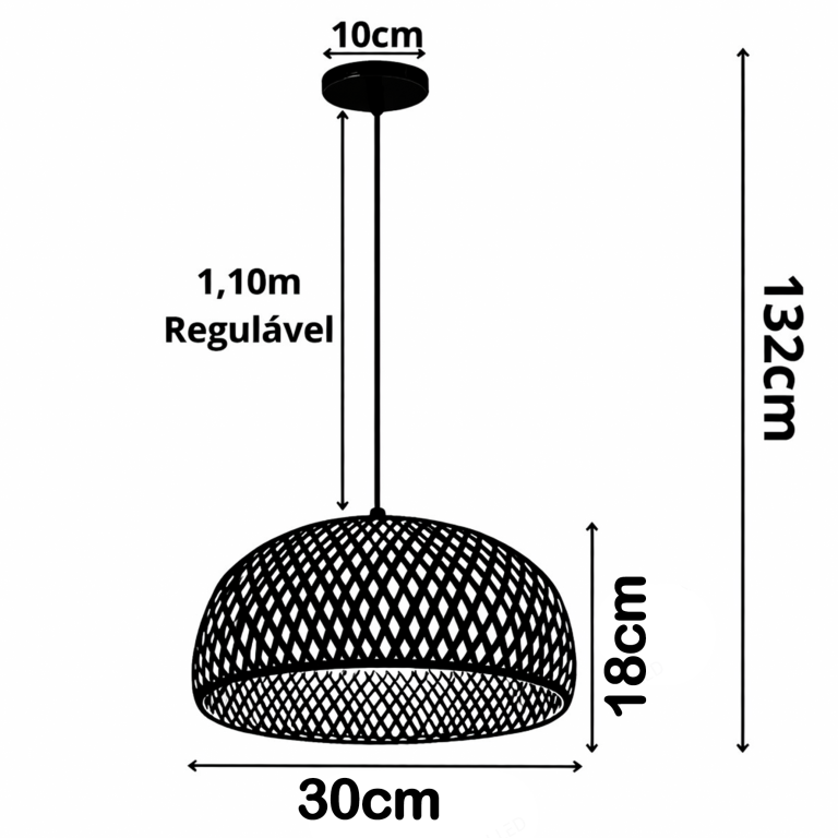 1-PENDENTE BAMBOO DOME E27 30X18CM