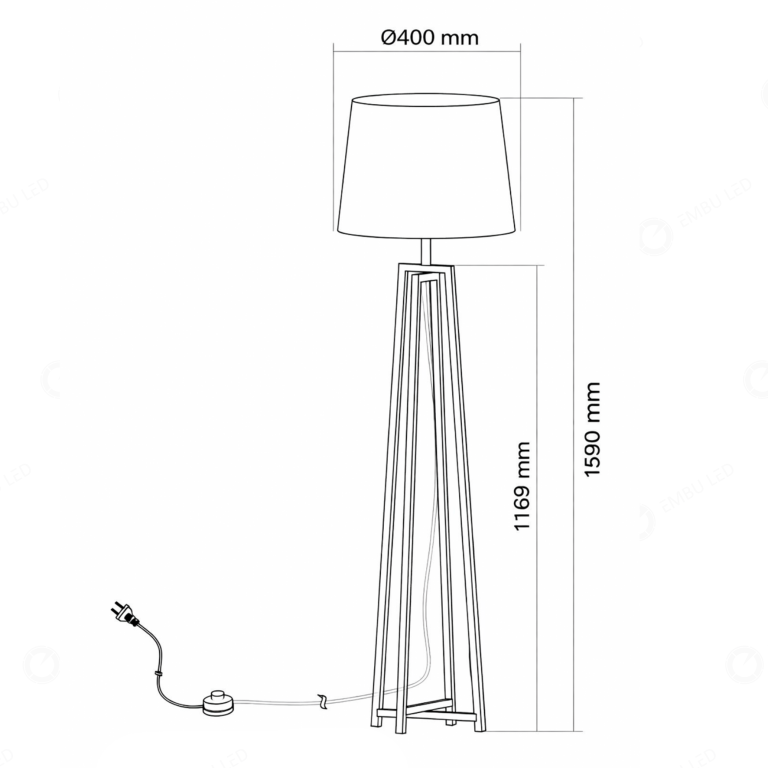 1-LUMINÁRIA DE CHÃO TEXTURA TRIPÉ  ( PARA LAMPADA E27 )