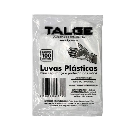 Luva Plastica Descartavel não Esteril (Pct. 100un) - Talge