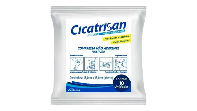 Compressa de Gaze Não Aderente 7cm X 7cm Estéril (Pct. 10un) - Cicatrisan