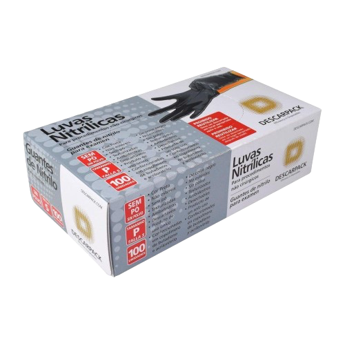 Luva Nitrilica Preta sem Pó Tam.P (Cx. 100un) - Descarpack