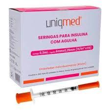 Seringa para Insulina 0,3ml | Agulha 6mm X 0,25mm 31G (un) - Uniqmed