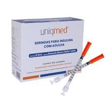 Seringa para Insulina 0,5ml | Agulha 6mm X 0,25mm 31G (un) - Uniqmed