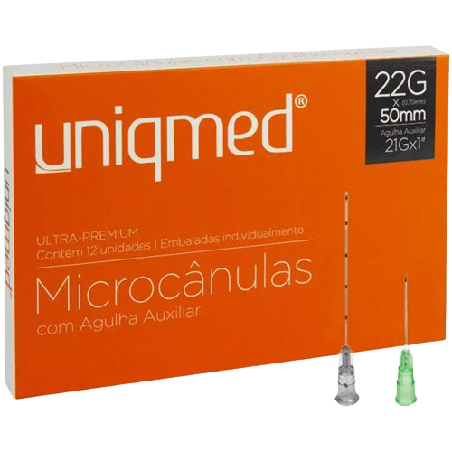 Microcanula 22G | 0,7mm X 50mm com Agulha Auxiliar 21G (un) - Uniqmed