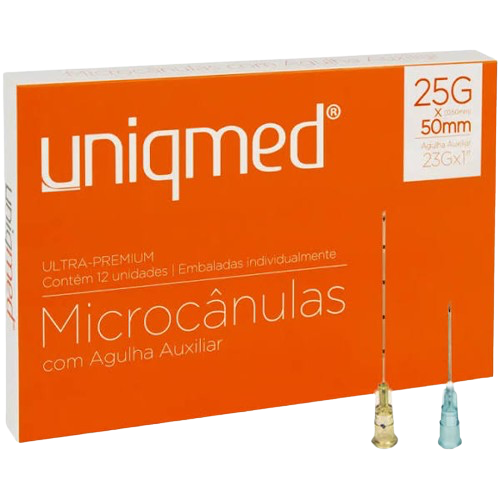 Microcanula 25G | 0,5mm X 50mm com Agulha Auxiliar 23G (un) - Uniqmed