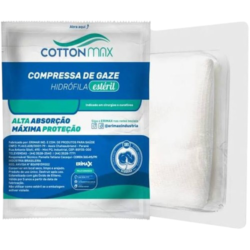 Compressa de Gaze 13 Fios 7,5cm X 7,5cm Estéril (Pct. 10un) - CottonMax