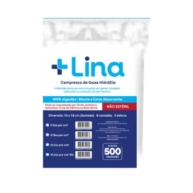 Compressa de Gaze 13 Fios Não Estéril (Pct. 500un) - Lina