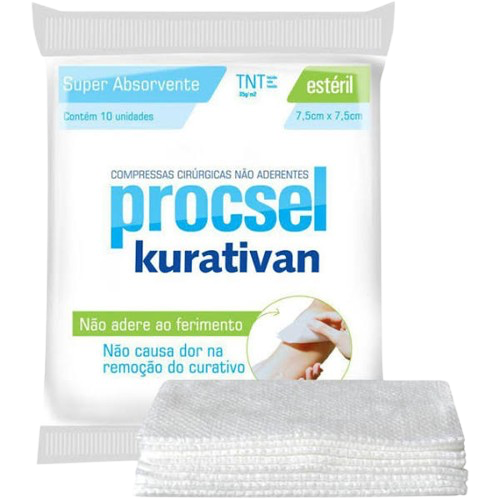 Compressa de Gaze Não Aderente 7,5cm X 7,5cm (Pct. 10un) - Kurativan