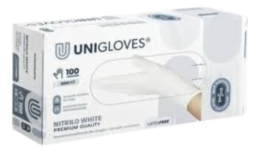 Luva Nitrilica Branca sem Pó Tam.P Premium Quality (Cx. 100un) - Unigloves
