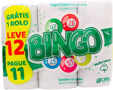 Papel Higiênico Bingo - Folha Dupla C/12 X 20 Metros