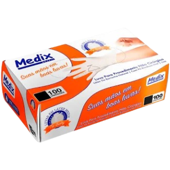 Luva de Proced. Latex com Pó Branca Tam. P (Cx. 100un) -Medix