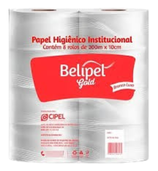 Papel Higiênico Institucional Branco Gold 300m X 10cm (Pct. 8 Rolos) folhas simples - Belipel