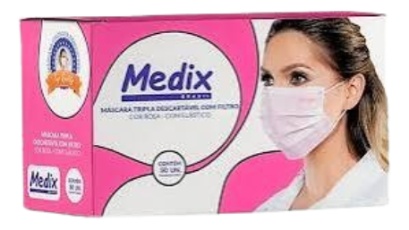 Mascara Tripla Proteção Rosa (Cx. 50un) - Medix