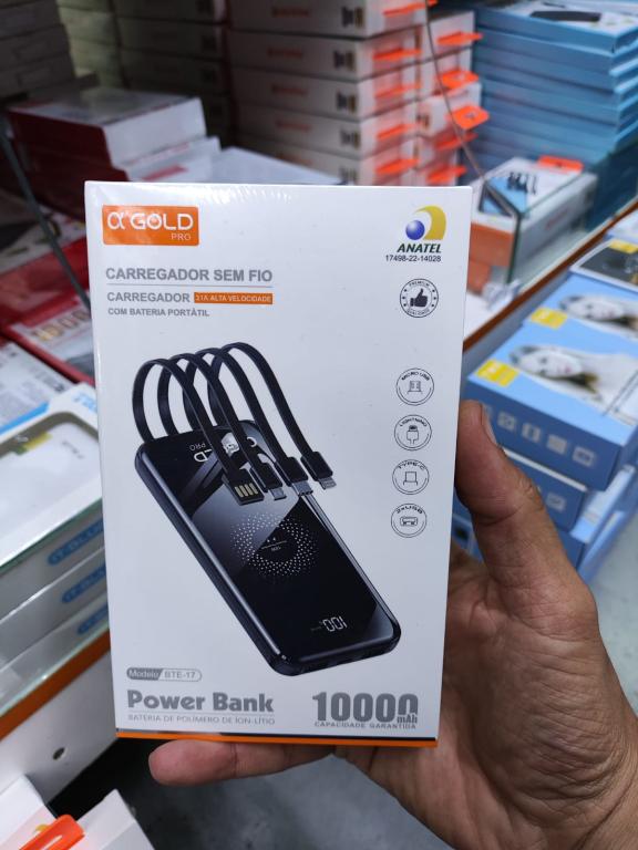 Power Bank Carregador BTE-17 A`gold 4 em 1 indução a Gold 10000 mAh 10.000