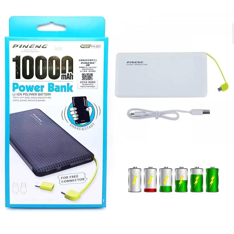 Carregador Portátil Power Bank Pineng 10000 Mah V8 E Iphone PREMIUM powerbanking