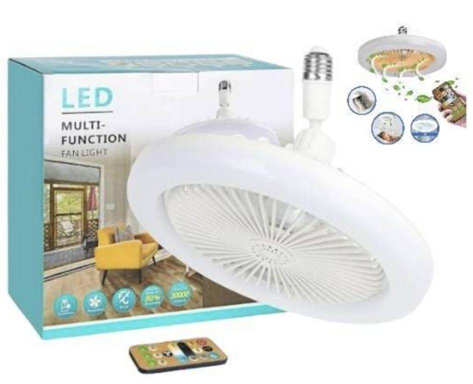 Lampada Ventilador Teto Led Controle Remoto E27 Ajustável 36 Cor Da Luz Quente Neutro E Frio