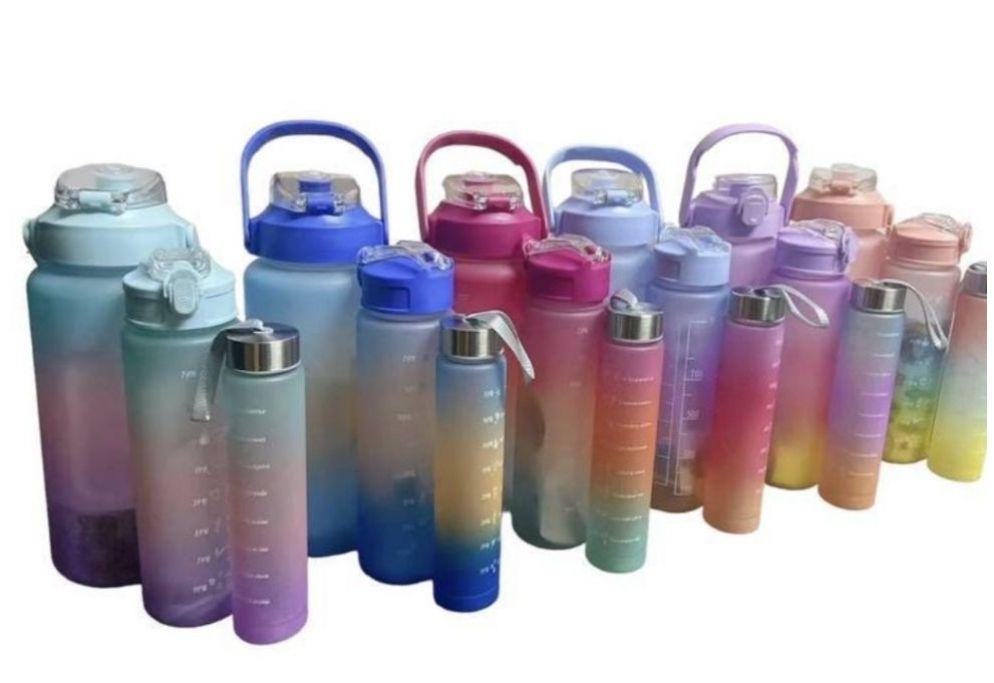 Kit Com 3 Garrafas Motivadoras. Coloridas 2 Litros + 900ML + 400 ML