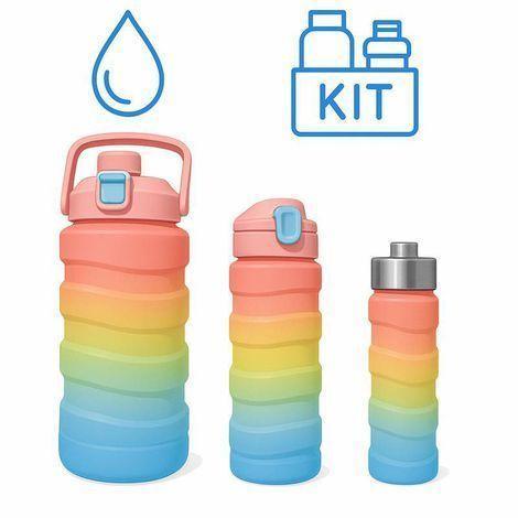 Kit Com 3 Garrafas SPORT otivadoras. Coloridas 2 Litros + 900ML + 400 ML