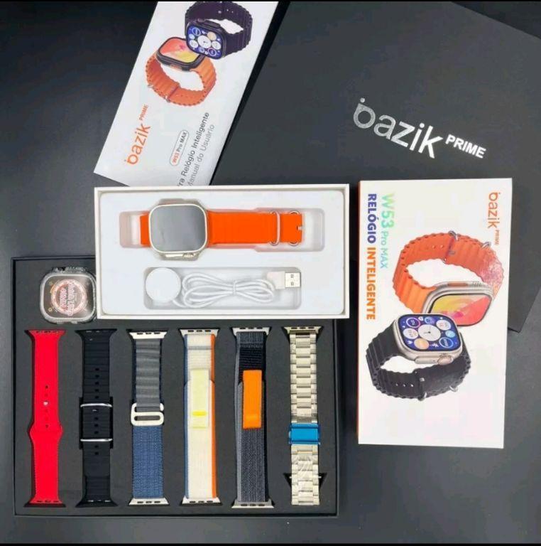 Relógio Smartwatch Bazik w68 pro Max Com 7 pulseiras
