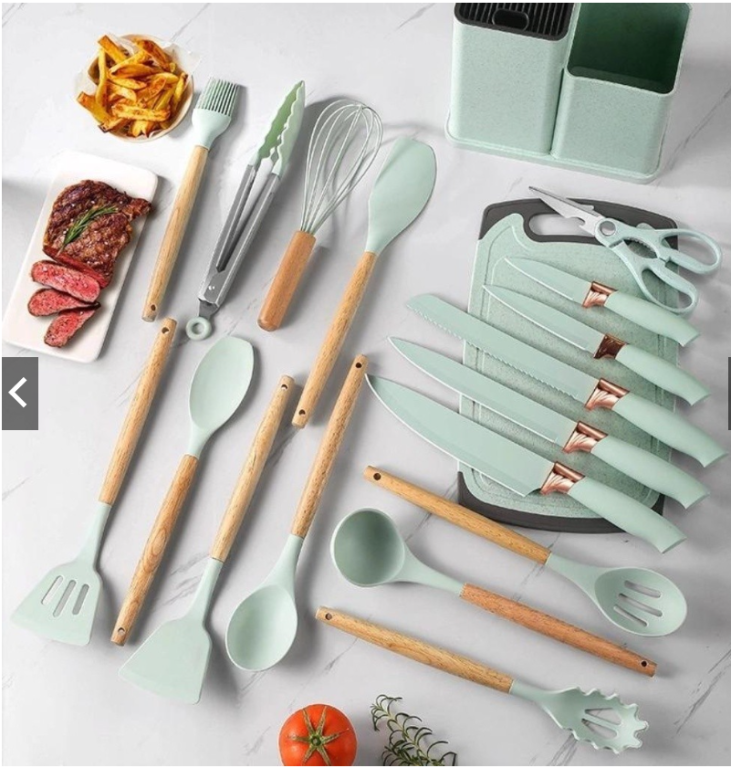 Kit de 19 Peças de Utensílios de Cozinha Profissionais de Silicone MINIMEN
