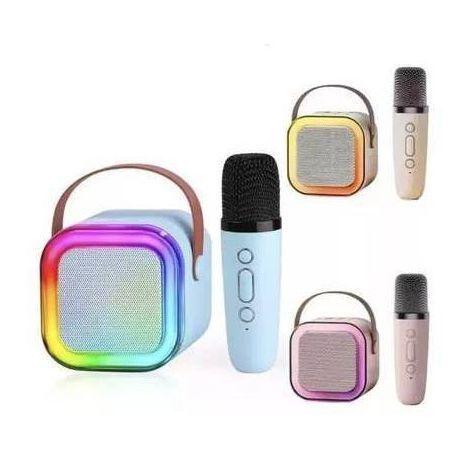 Caixa De Som Karaokê Com 2 Microfone com led portatil infantil festa