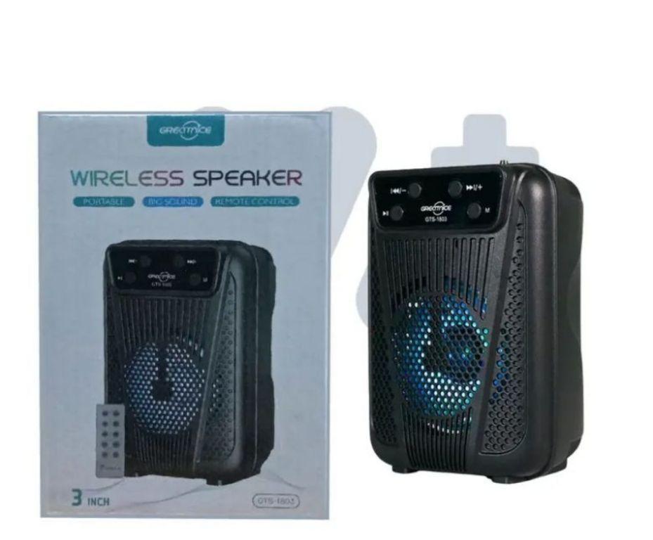 Caixa De Som Bluetooth FM Portátil Com Controle Greatinice GTS-1803