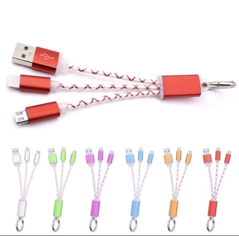 Cabo Carregador Celular Formato De Chaveiro V8 E Iphone