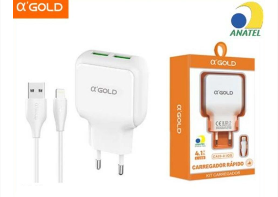 Carregador IPhone IOS Rápido 4.1A 2USB A`Gold CA09-2