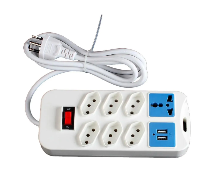 EXTENSÃO DE 5M COM REGUA COM 8 TOMADAS 2 USB + ENTRADA 20A BMAX BM-8688