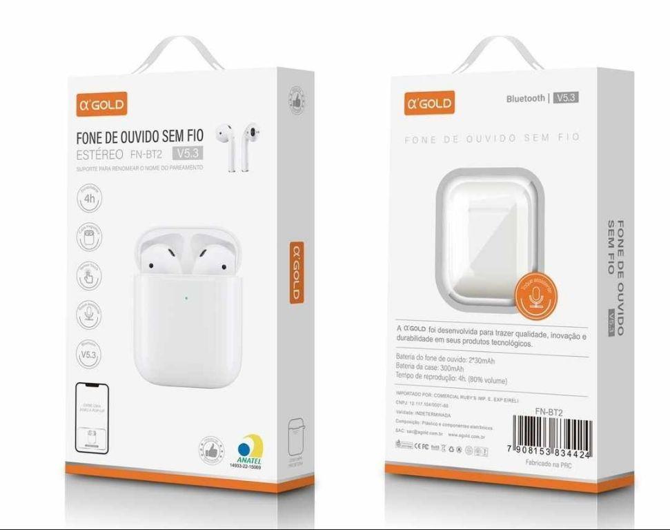 Fone Bluetooth V5.3 A'gold Anatel FN-BT2