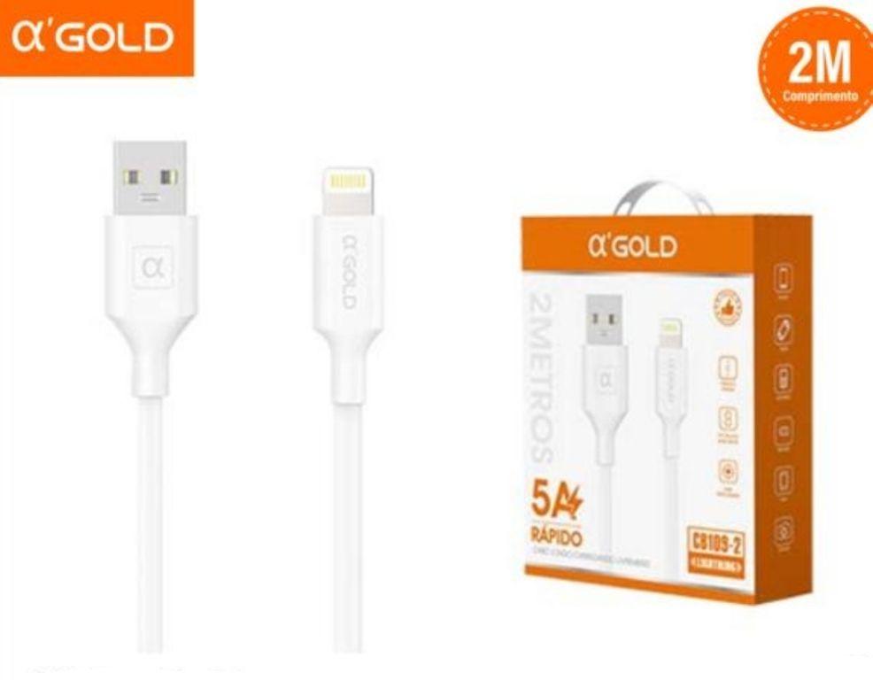 Cabo De Celular IPhone IOS USB 2 METROS Carregamento Rápido 5A Agold CB109-2