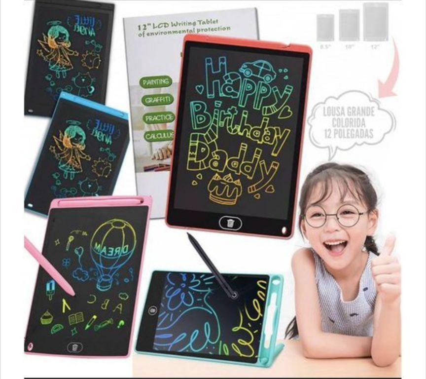 Lousa Digital Mágica Lcd Tablet Colorido Infantil P/escrever E Desenho 12 Polegadas