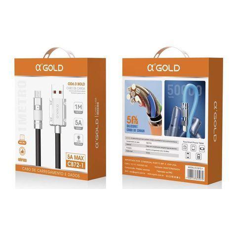 CABO 1M BLINDADO MICRO-V8 5A MAX RÁPIDO A’GOLD CB72-1 MICRO-V8