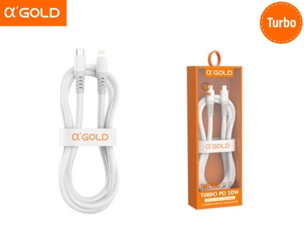 CABO DE CELULAR 30W TIPO-C PARA IPHONE IOS LIGHTNING 5.A REFORÇADO PREMIUM- A’GOLD CB96