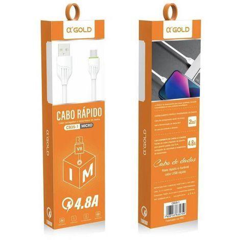 Cabo De Celular MICRO - V8 1M Carregamento Rápido 4.8A - Premium - A`Gold