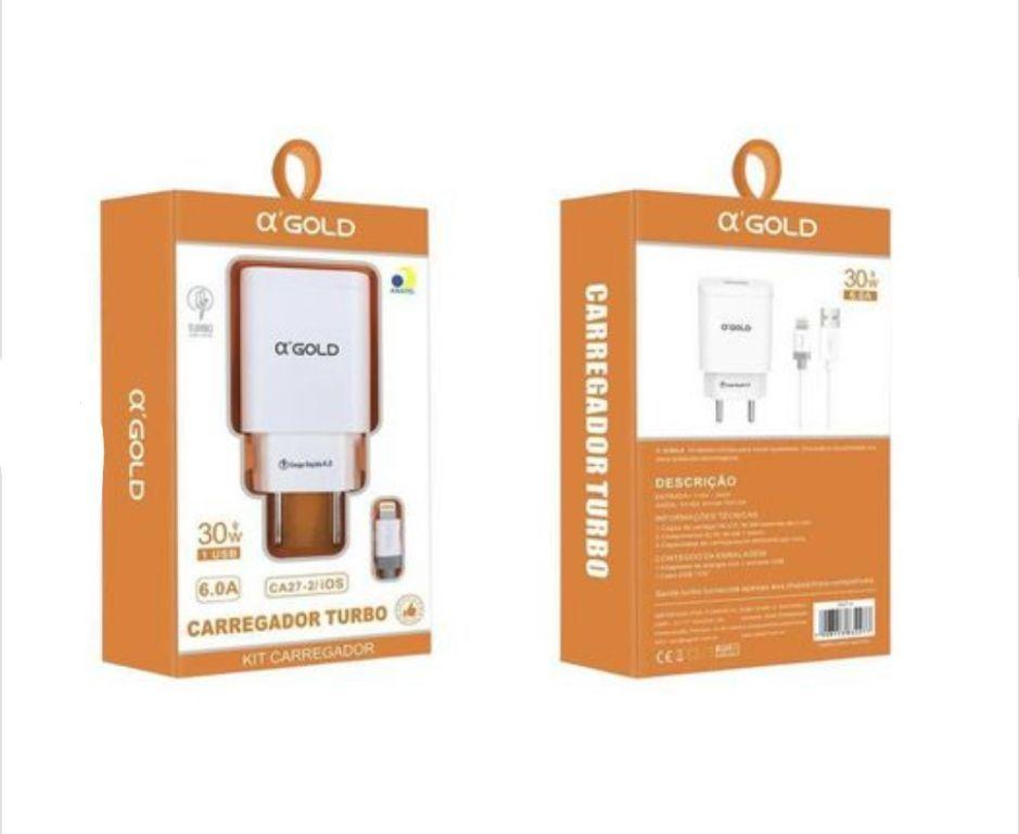 Carregador De Celular IPhone IOS USB Turbo 6.0A 30W - A’Gold