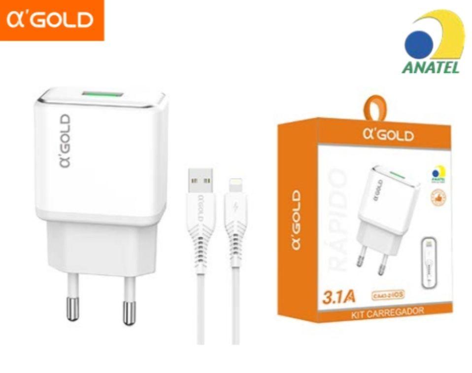 Carregador iPhone Ios Completo Rápido 3.1A Agold CA43-2