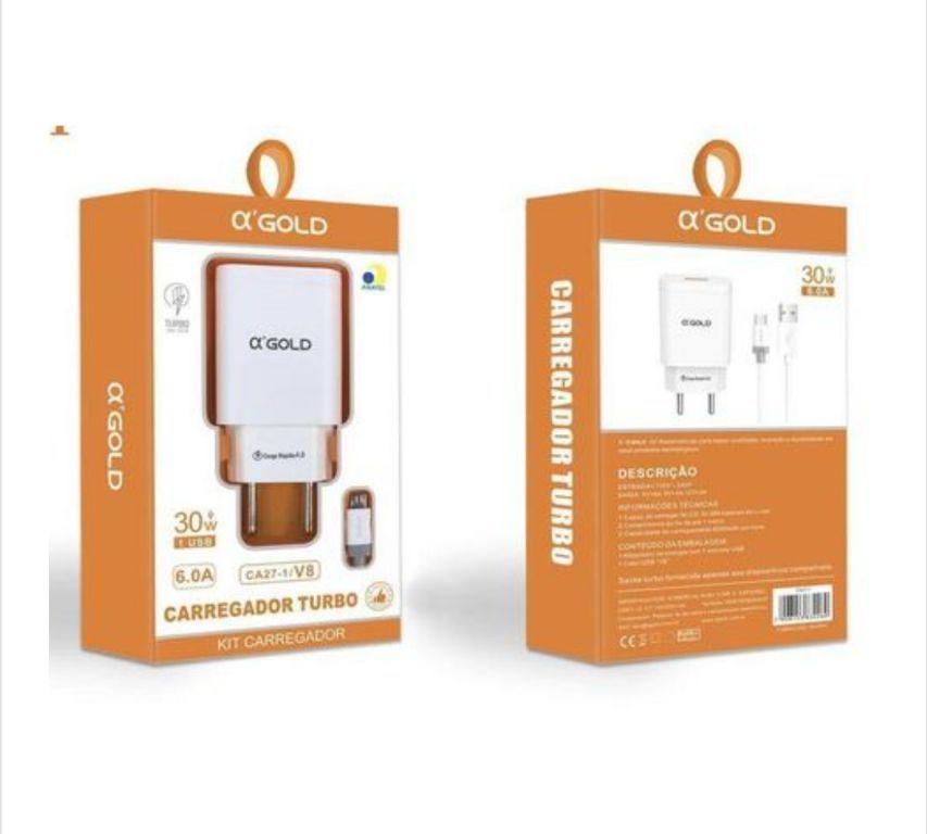 Carregador Turbo MICRO - V8 6.0A 30W - AGOLD CA27-1